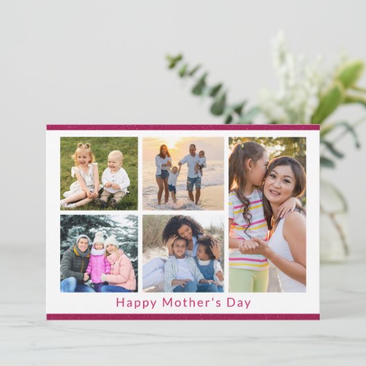 We houden van je moeder 5 Foto Collage Pink Glitte (Staand voorkant)