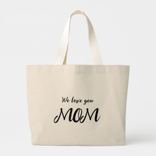 We houden van je moeder Cute modern kalligrafie Grote Tote Bag (Achterkant)