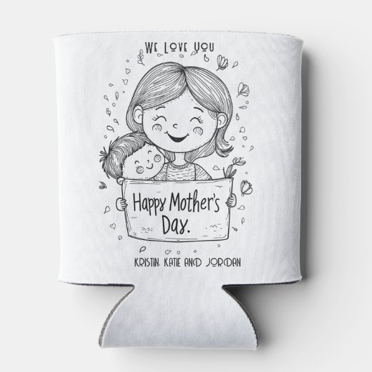 We houden van je moeder Gelukkige moeders dag Blikjeskoeler (Achterkant)