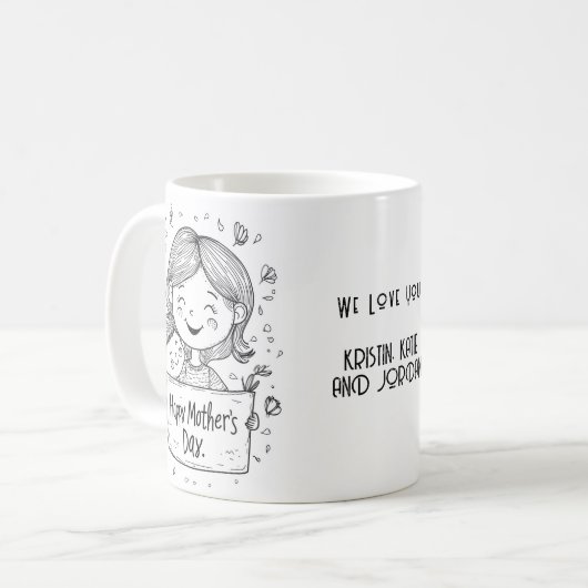 We houden van je moeder Gelukkige moeders dag Koffiemok (Voorkant links)