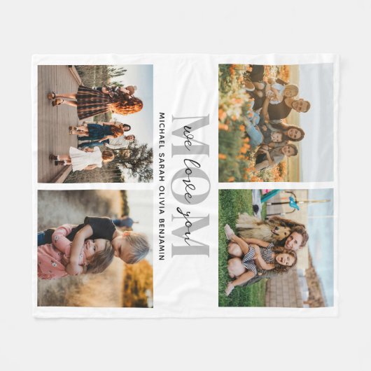 We houden van je moeder gepersonaliseerde 4 foto c fleece deken (Voorkant (Horizontaal))
