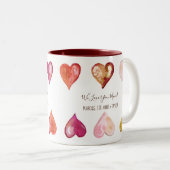 We houden van je moeder moderne kunst geschilderd  tweekleurige koffiemok (Voorkant rechts)