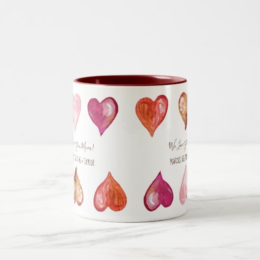 We houden van je moeder moderne kunst geschilderd  tweekleurige koffiemok (Center)