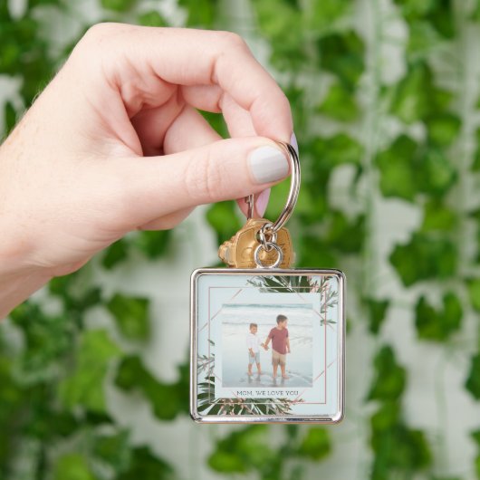 We houden van je Moederdag Floral persoonlijke fot Sleutelhanger (Hand)