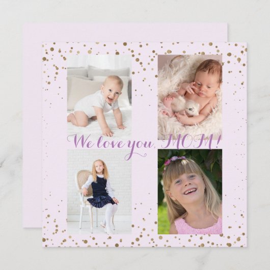 We houden van je MOM Photo Collage Moederdag Kaart (Voorkant / Achterkant)
