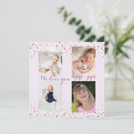 We houden van je MOM Photo Collage Moederdag Kaart (Staand voorkant)