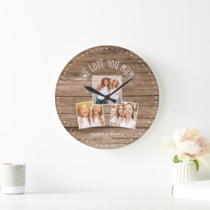 WE HOUDEN VAN JE MUM Custom Photo Collage Moederda Grote Klok