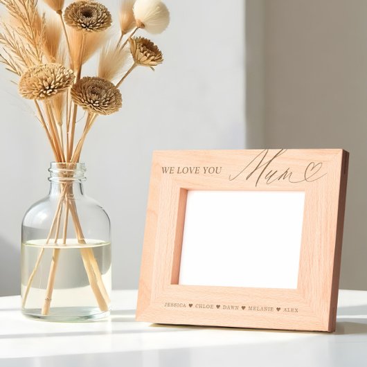 We houden van je Mum Script Hart Kinder namen Keep Gegraveerde Lijstjes
