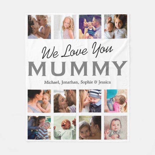 We houden van je Mummy Photo Collage Fleece Deken (Voorkant)