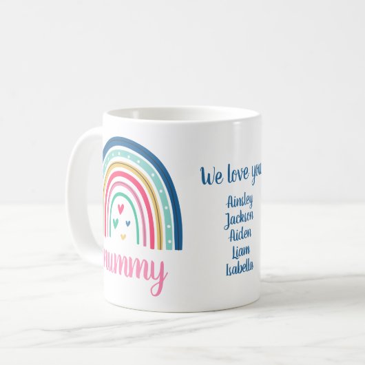 We houden van je Mummy Rainbow Coffee Mok (Voorkant links)