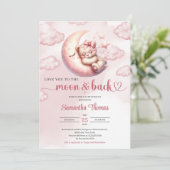 We houden van je naar de maan en terug Baby shower Kaart (Staand voorkant)