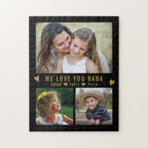 We houden van je Nana 3 Foto Collage Black