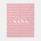 We houden van je Nana gepersonaliseerde Kinder nam Fleece Deken (Voorkant)