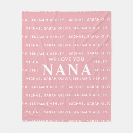 We houden van je Nana gepersonaliseerde Kinder nam Fleece Deken (Voorkant)