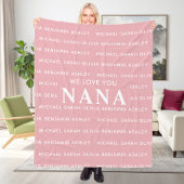 We houden van je Nana gepersonaliseerde Kinder nam Fleece Deken