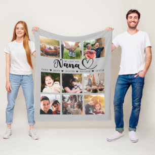 We houden van je Nana Grandkid Names Gray Photo Co Fleece Deken