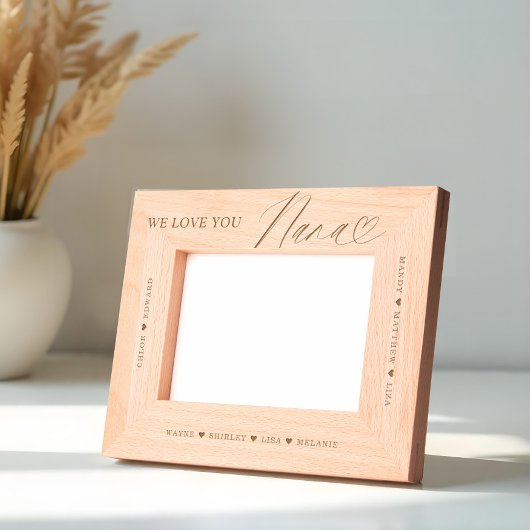 We houden van je Nana Script Hart Grandkid Namen Gegraveerde Lijstjes