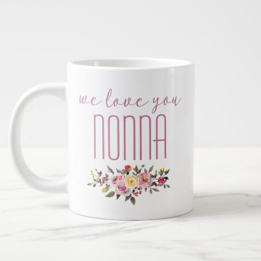 We houden van je Nonna Pink Floral Grote Koffiekop (Links)