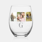 We houden van je Oma 3 foto gepersonaliseerd monog Wijnglas Zonder Voet (Voorkant)
