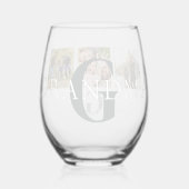 We houden van je Oma 3 foto gepersonaliseerd monog Wijnglas Zonder Voet (Achterkant)