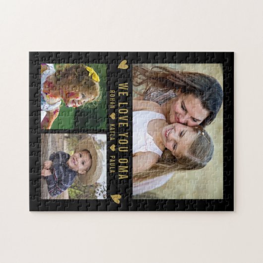 We houden van je OMA 3 Photo Collage Black Legpuzzel (Horizontaal)