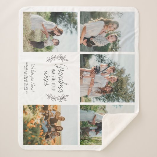 We houden van je oma 5 fotocollage gepersonaliseer sherpa deken (Voorkant)