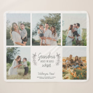 We houden van je oma 5 fotocollage gepersonaliseer sherpa deken