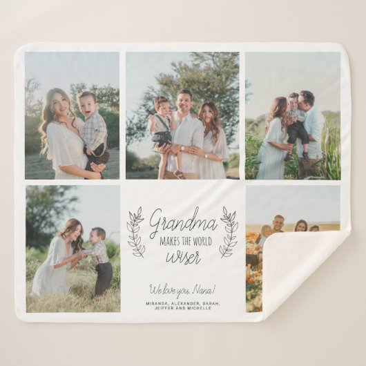 We houden van je oma 5 fotocollage gepersonaliseer sherpa deken (Voorkant (horizontaal))