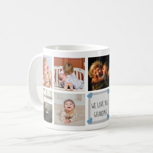 We houden van je oma aangepaste fotocollage koffiemok (Voorkant links)