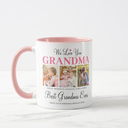 We houden van je oma aangepaste fotocollage mok (Links)