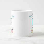 We houden van je Oma Blauwgroen roze bloemig Grote Koffiekop (Voorkant)