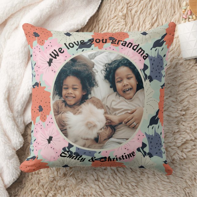 We houden van je oma bloemen aangepaste foto en na kussen (Deken)