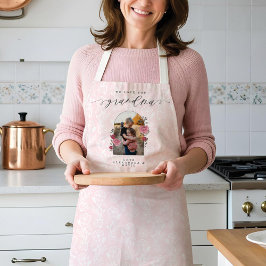 We houden van je Oma Bloemen Foto Keepsake Roze Schort