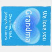 We houden van je oma Blue Heart Grandparent-dag Fleece Deken (Voorkant (Horizontaal))
