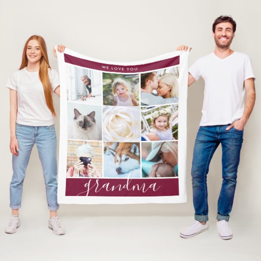 We houden van je oma Custom Photo Gift Bourgogne Fleece Deken (In situ)