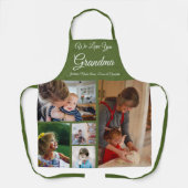 We houden van je, oma | Elegant Olijfgroen 5 Foto Schort (Voorkant)