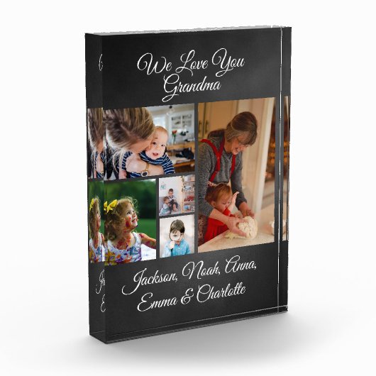 We houden van je, oma | Elegant zwart 5 fotoblok (Links)