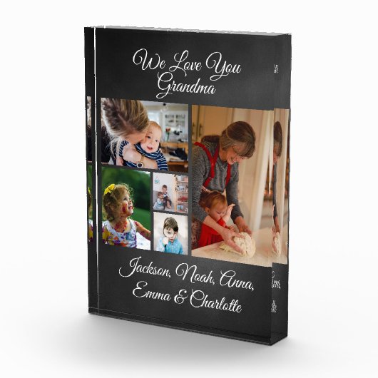 We houden van je, oma | Elegant zwart 5 fotoblok (Rechts)