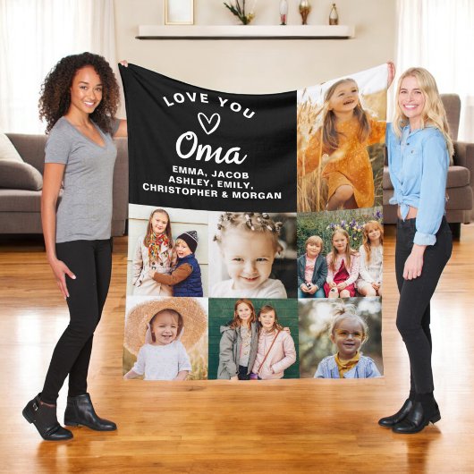 We houden van je OMA Family Moderne Fotocollage Fleece Deken