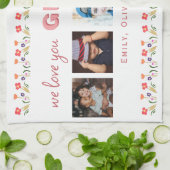 We houden van je oma Flowers 5 Foto's Keepslag Theedoek (Gevouwen)