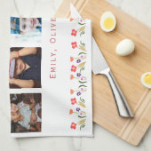 We houden van je oma Flowers 5 Foto's Keepslag Theedoek (Quarter Fold)