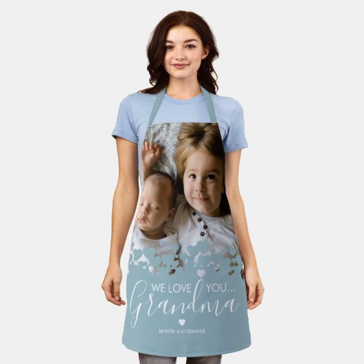 We houden van je oma-foto Blue Schort (Gedragen)
