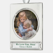 We houden van je Oma Foto Verzilverd Banner Ornament (Links)