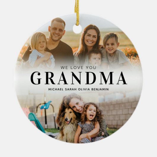 We houden van je Oma gepersonaliseerde 2 foto Keramisch Ornament (Achterkant)