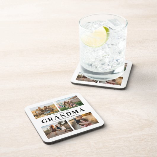 We houden van je Oma Gepersonaliseerde 4 Fotocolla Bier Onderzetter (Rechterzijde)