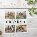 We houden van je Oma Gepersonaliseerde 4 Fotocolla Glazen Onderzetter<br><div class="desc">Zeg dat we van je houden tegen oma met een gepersonaliseerd cadeau onderzetters met 4 van je favoriete foto's en kleinkinderen kinder namen en . Alle tekst in dit ontwerp is bewerkbaar,  zodat u uw eigen bericht of tekst kunt toevoegen. Verkrijgbaar in verschillende kleuren,  stijlen en producten.</div>