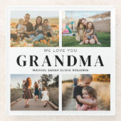 We houden van je Oma Gepersonaliseerde 4 Fotocolla Glazen Onderzetter (Voorkant)