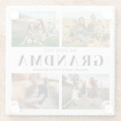 We houden van je Oma Gepersonaliseerde 4 Fotocolla Glazen Onderzetter (Achterkant)