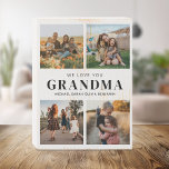 We houden van je Oma Gepersonaliseerde 4 Fotocolla Houten Kist Print<br><div class="desc">Zeg dat we van je houden tegen oma dit vakantieseizoen met een gepersonaliseerd kerstcadeau houten bord met 4 van je favoriete foto's en kleinkinderen kinder namen. Alle tekst in dit ontwerp is bewerkbaar,  zodat u uw eigen bericht of tekst kunt toevoegen. Verkrijgbaar in verschillende kleuren,  stijlen en producten.</div>
