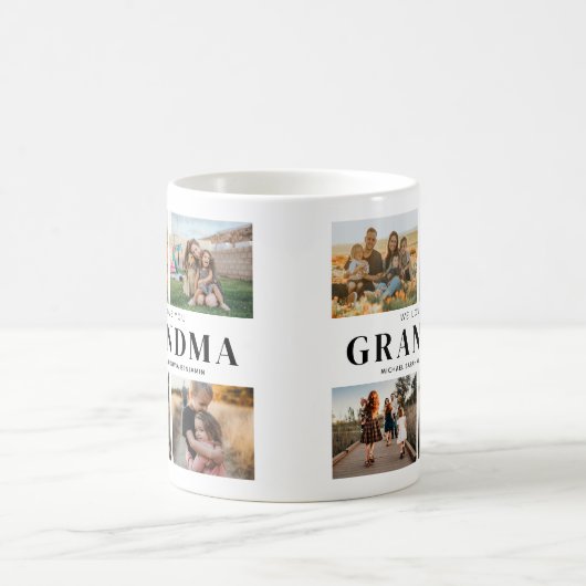 We houden van je Oma Gepersonaliseerde 4 Fotocolla Koffiemok (Center)